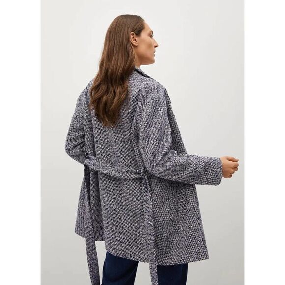 Mango Wrap Belted Coat Textured New - Picture 6 of 8